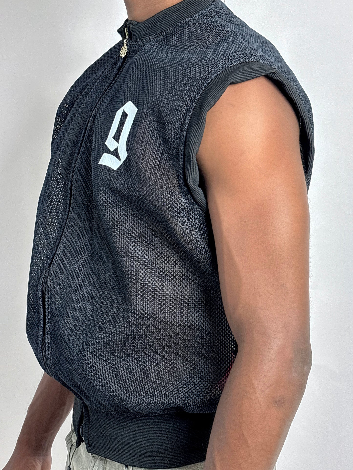 Débardeur streetwear zippé noir unisexe