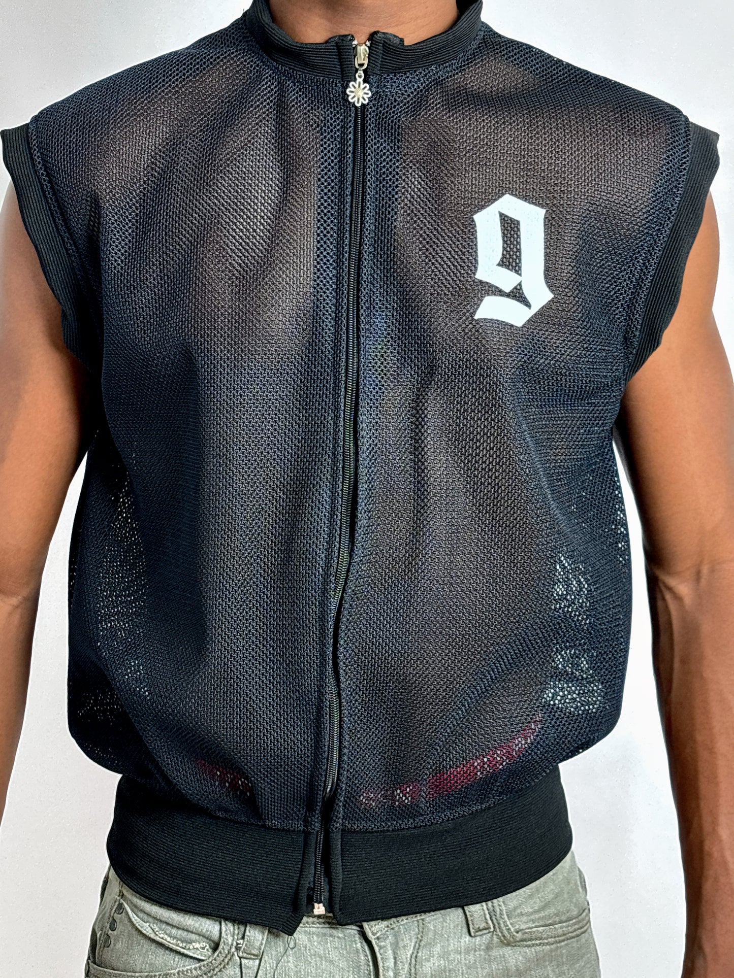 Débardeur streetwear zippé noir unisexe