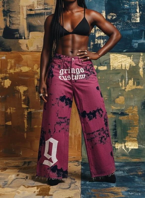 Jean Large Recyclé Rose Splash