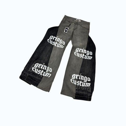 Jean Large Recyclé Gris Bicolore – Gringo Custum Upcycled Denim